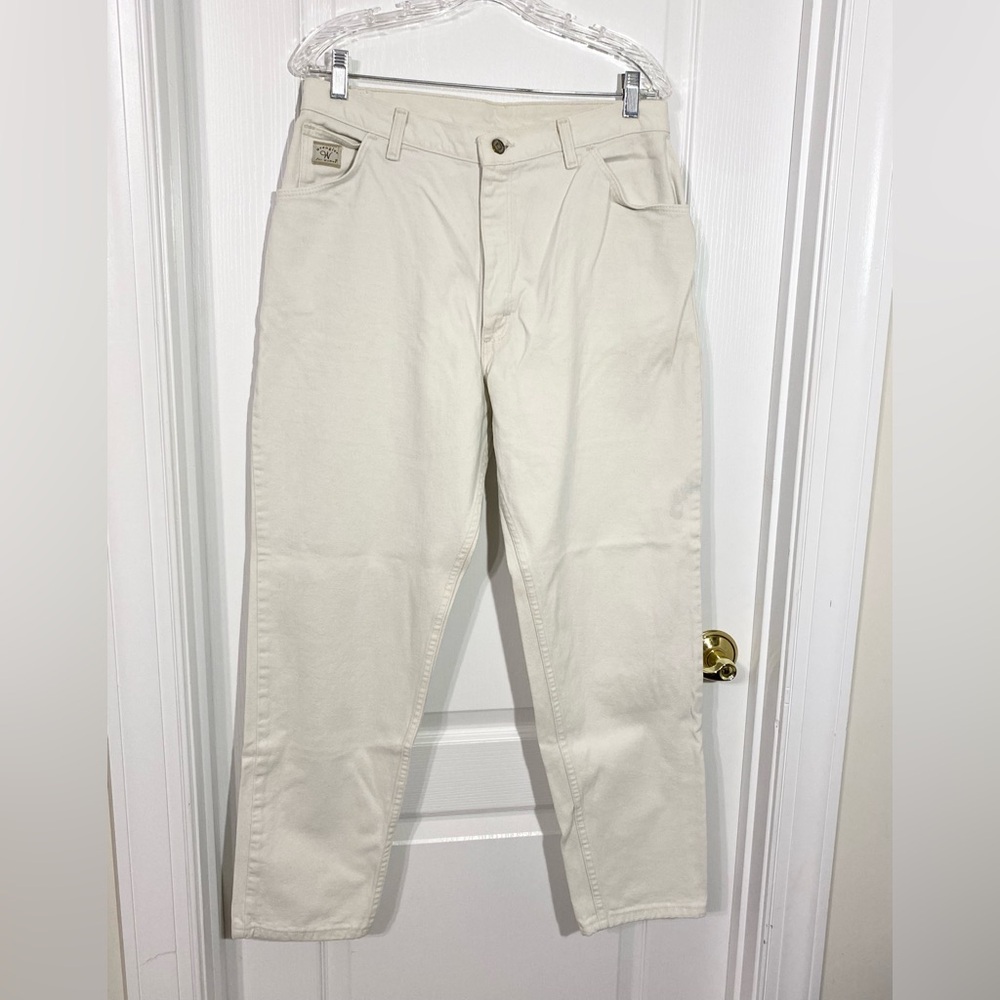 90s Wrangler High Waist Jeans USA Fabric Vintage Cream Size 16